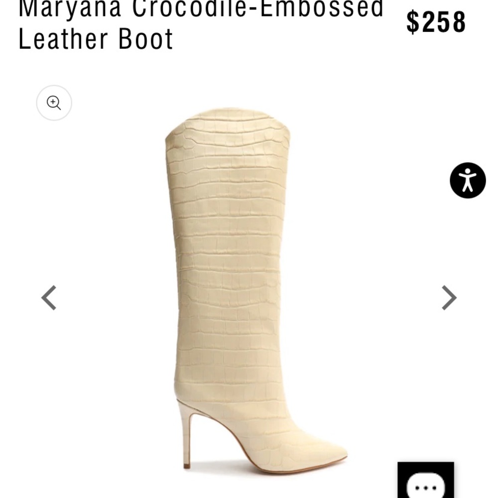SCHUTZ Maryana Crocodile-Embossed Leather boot in Eggshell. NWOT Size 5B